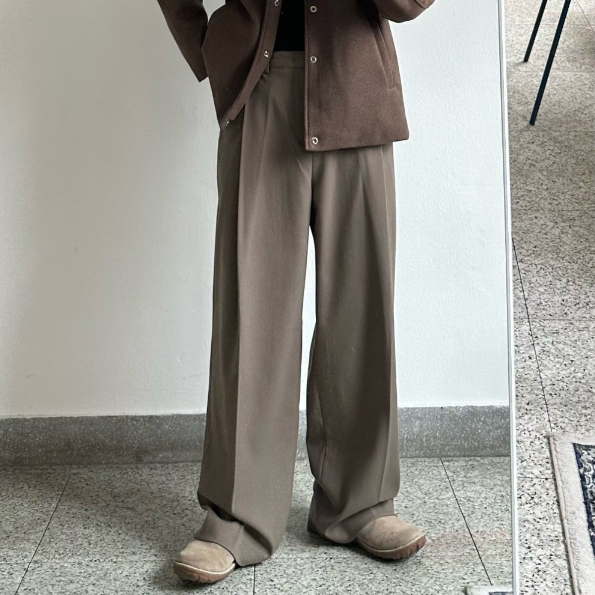 르위 뒷밴딩 와이드 벌룬 슬랙스 울 원턱 기모 롱팬츠 허벅돼 겨울바지 49,000원