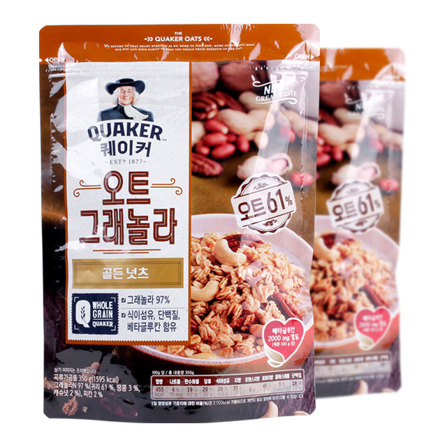 롯데제과 퀘이커 오트 그래놀라 시리얼 골든넛츠, 350g, 2개 23,910원