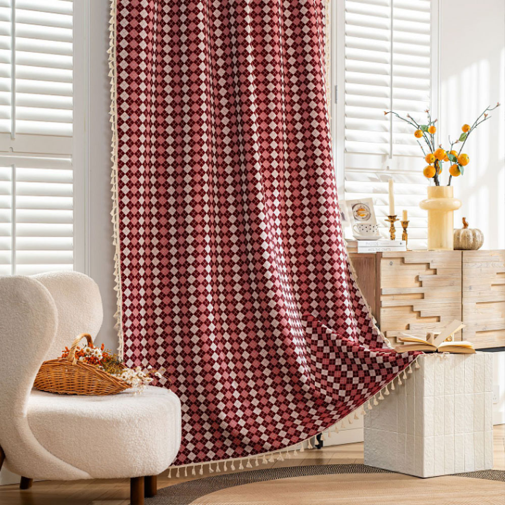 지앤와이 아가일체크 패턴 태슬 가리개 커튼 아일렛형 38,850원