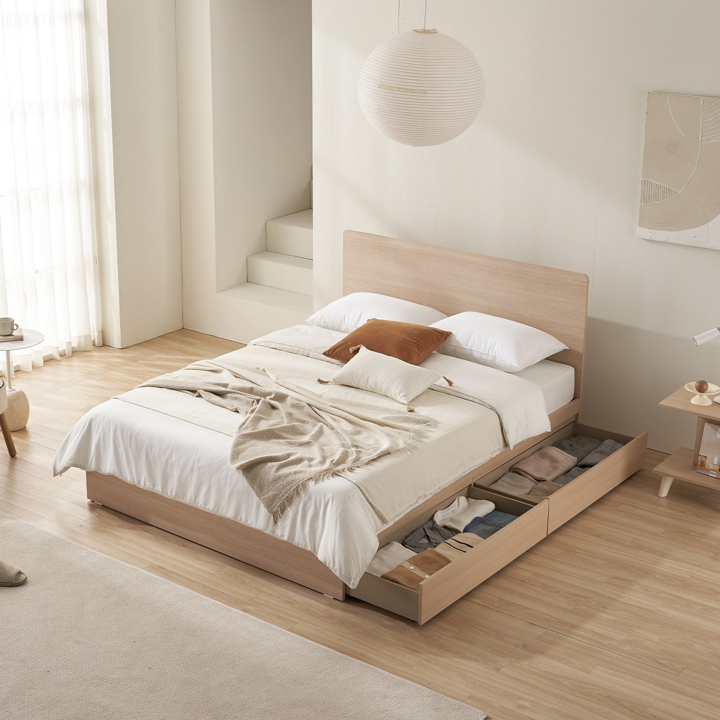 베드리움 루나 심플헤드 수납침대 SS Q, 메이플 549,000원