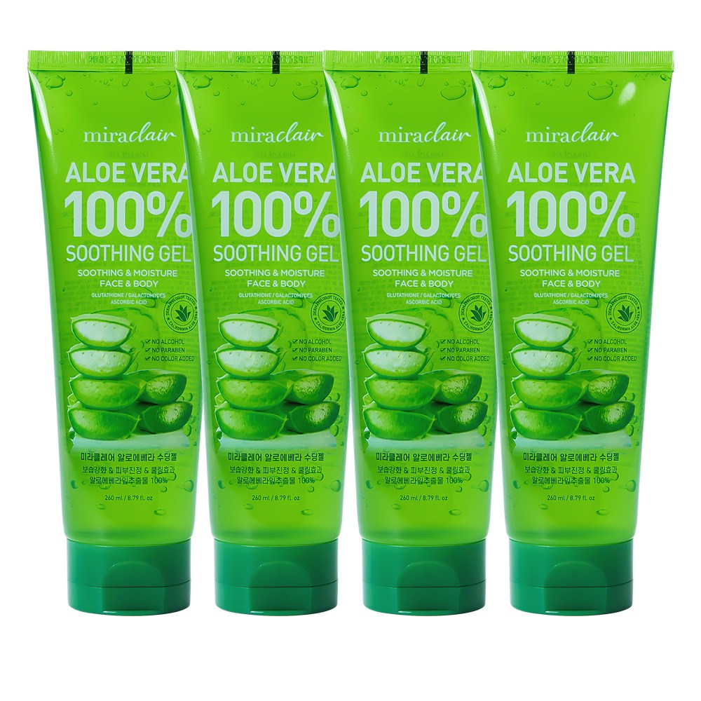 미라클레어 알로에베라 순도100% 무알콜 수딩젤 수분가득, 4개, 260ml 29,100원
