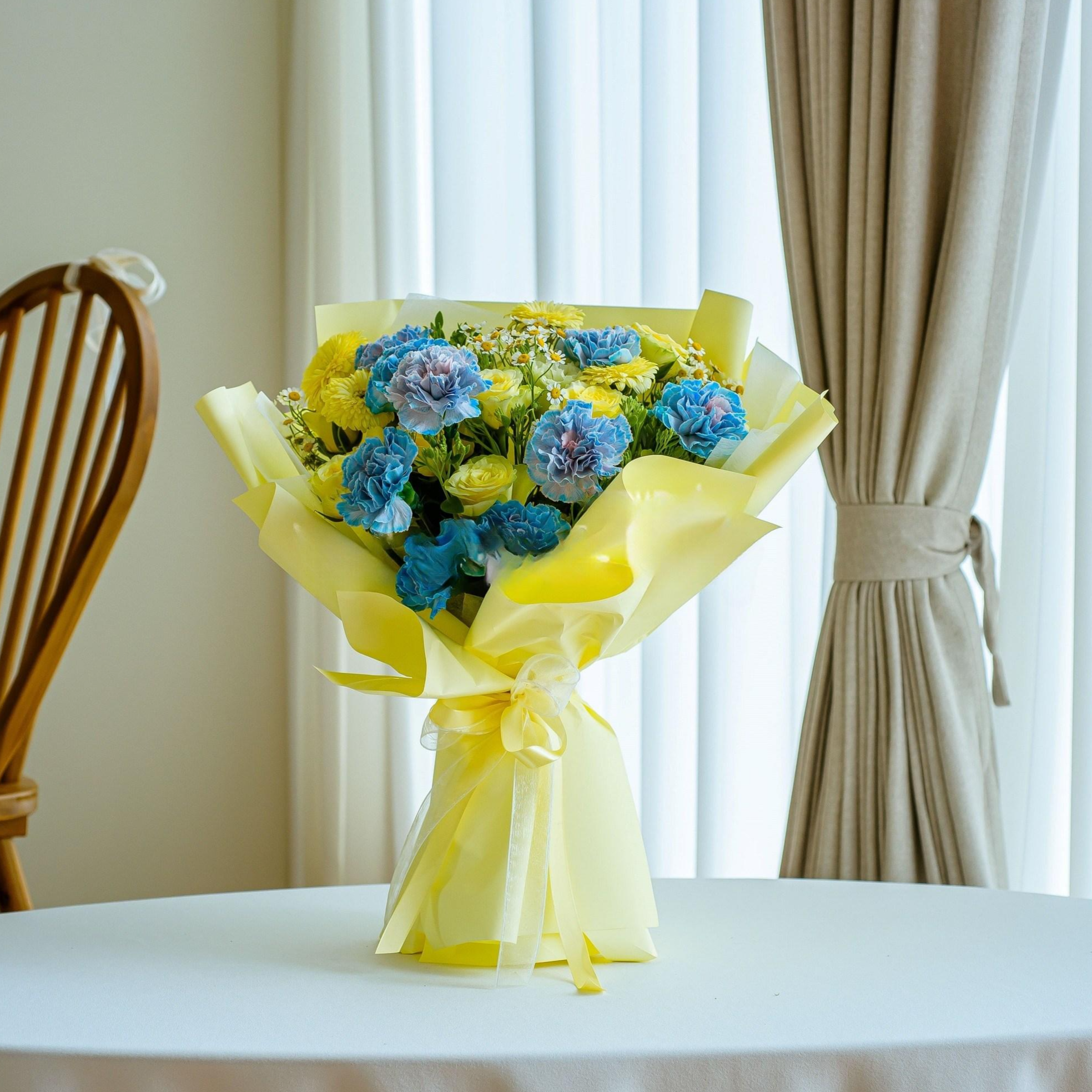 나눔플라워 전국 꽃다발 생일꽃배달 생일 축하 선물 승진 졸업 정년 퇴직 학예회 기념일 와이프 꽃배달서비스 당일꽃다발, 혼합꽃다발(블루레몬), 1개 89,000원