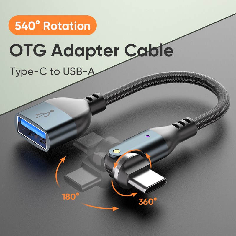 C타입 OTG 젠더 USB A 변환 케이블 540도 회전 마우스 키보드 메모리 연결 스마트폰 태블릿 파일전송 게임패드 USB연결 어댑터 단선 줄꼬임 방지, 1개, 메탈블랙(A-C), 10cm 7,900원