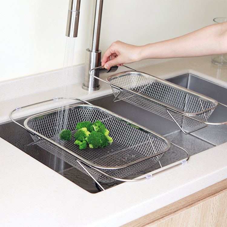 이우아여사 304올스텐 길이조절 싱크대 사각채반 바구니 2종 세트 27,300원