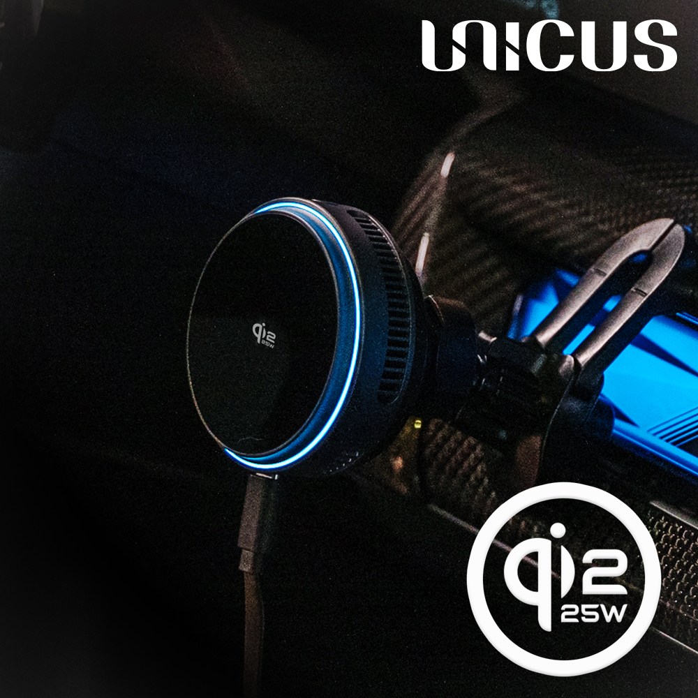 우니쿠스 맥세이프 차량용 고속 무선충전 거치대 UCMG-25W Qi2 25W 자력 탈부착 펠티어 냉각 39,800원