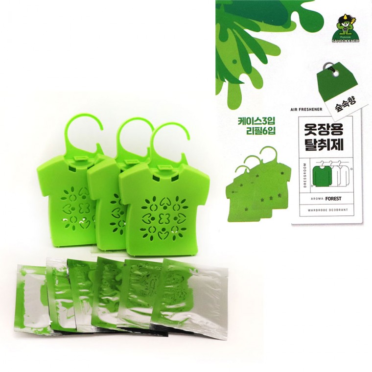 산도깨비 옷걸이형 옷장탈취제 숲속향 3개입+리필6매입 섬유탈취제 6,710원