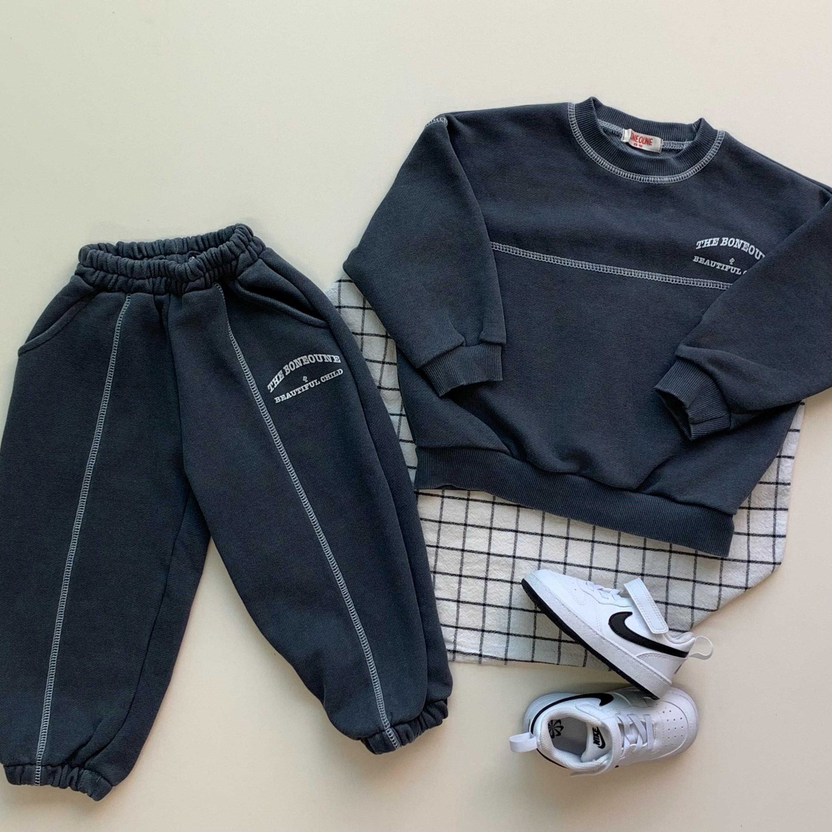 [소이아] 차콜 아기 트레이닝 세트 / 가을 상하세트 59,000원