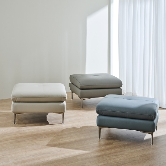 한샘 엠마 컴포트 천연면피가죽 스툴(3종/택1), 미드 그레이(B) 219,000원