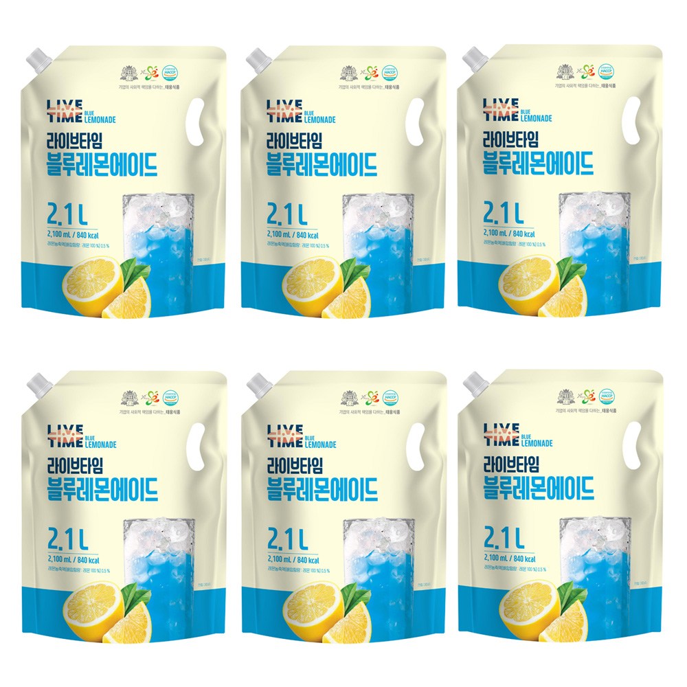 [태웅식품본사] 라이브타임 블루레몬에이드 '카페에서 마시던 감성에이드, 이젠 집에서! 6월 한정 특가', '색감부터 기분 좋아지는 블루레몬, 홈카페용 상큼한 청량 과일음료 대용량' 38,180원
