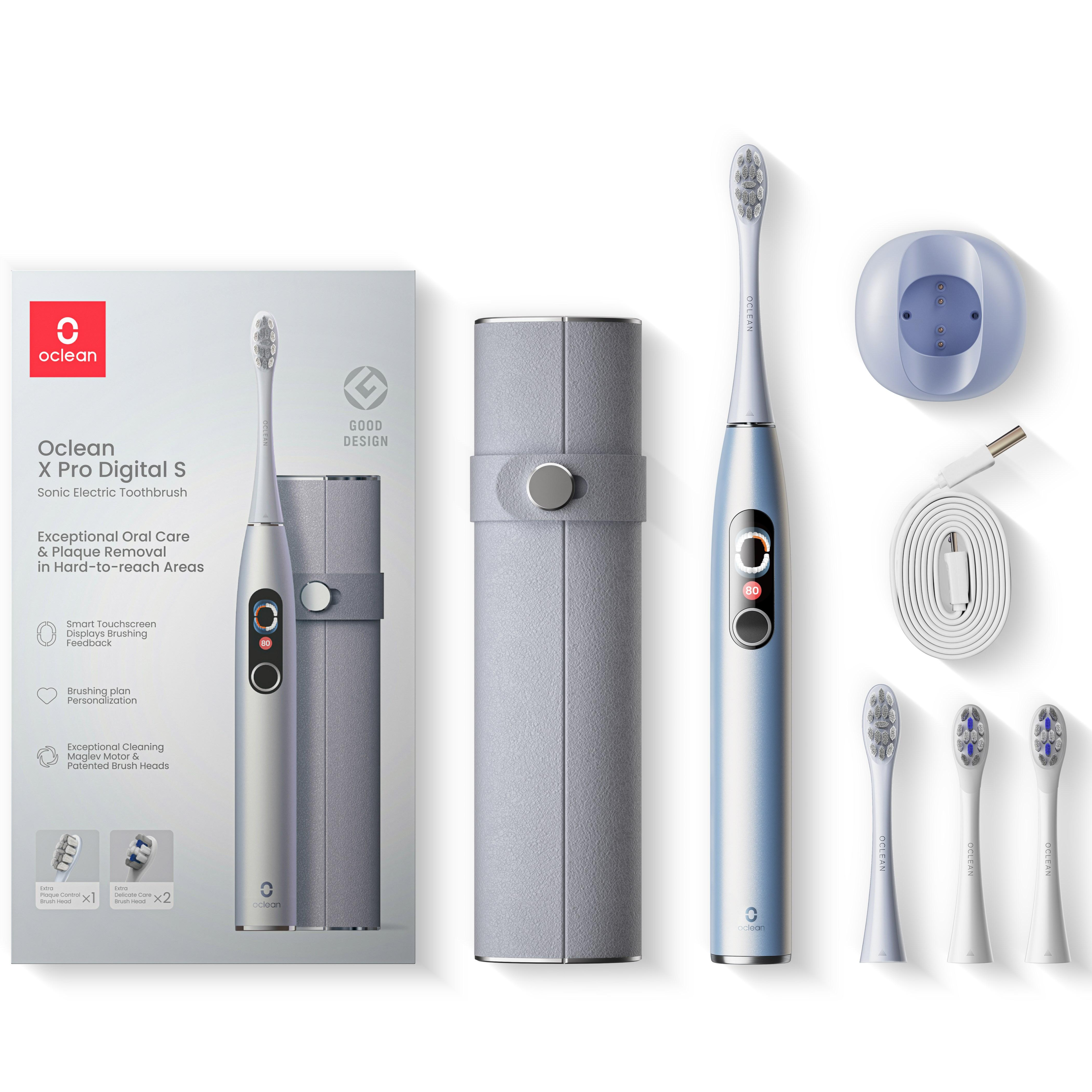 APP연동 오클린 X Pro 디지털 Oclean X Pro Digital 스마트 터치 스크린 전동칫술 분당 84000회 IPX7방수 1년무상A/S, 실버세트, 1개, 현재가 89,800원