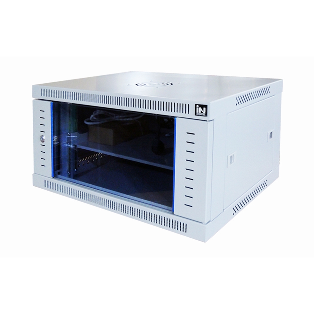 [IN-H300] 아이보리색상 허브랙 통신랙 W600xD450xH300 6U 바퀴없음 선반1개 냉각팬1개 4구멀티탭1개 98,000원