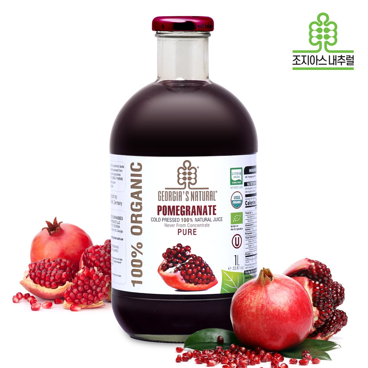 조지아스내추럴 유기농 NFC 석류주스 석류즙 1,000ml, 1개, 1L 35,000원