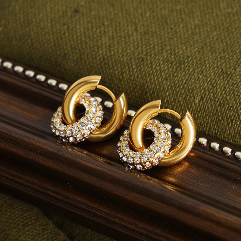 NXNA 14k 도금 3중도금 유러피언 큐빅 귀걸이 여 더블 라운드 미니 귀걸이 생일선물 CZW-ED010 발암물질 미포함! 45,640원