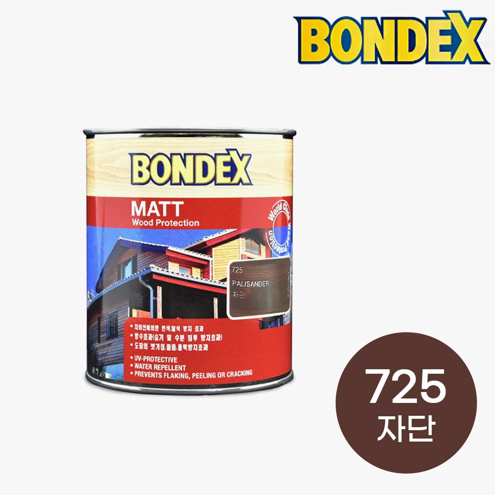 본덱스 우드스테인 725 자단 무광 750ml 목재 방부 방충용 도료 오일스텐 23,580원