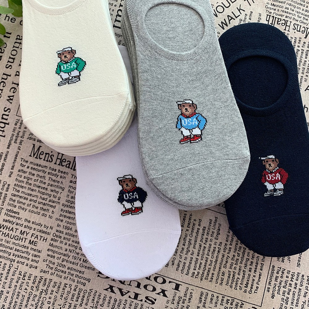 세련된 스타일 남자여자 곰돌이 덧신(10족)  학생페이크삭스 12,900원