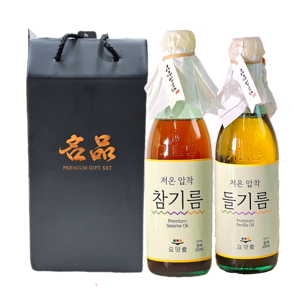 요맛애 저온압착 참기름+들기름 350ml 2개번들 선물세트 통참깨 100% 방앗간, 350ml, 2개 25,640원