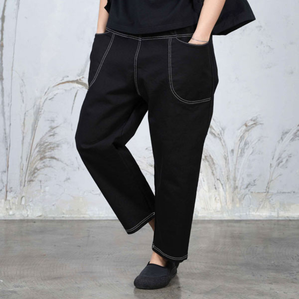 벅시루 여성 오레오 둥근입구 배기 미시 여성 77사이즈 9부 봄가을 스판 밴딩바지 47,600원