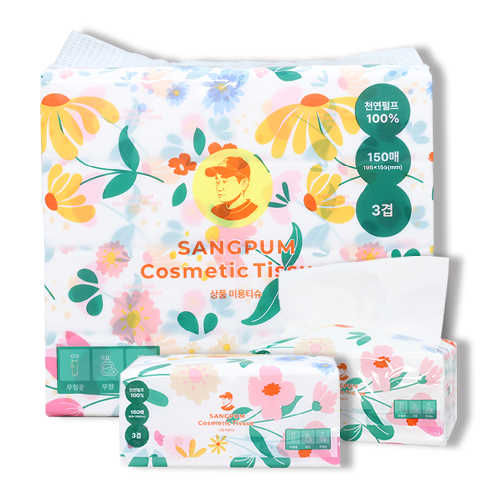 상품컴퍼니 미용티슈 천연펄프 3겹 무형광 150매, 48개, 150개입 39,000원