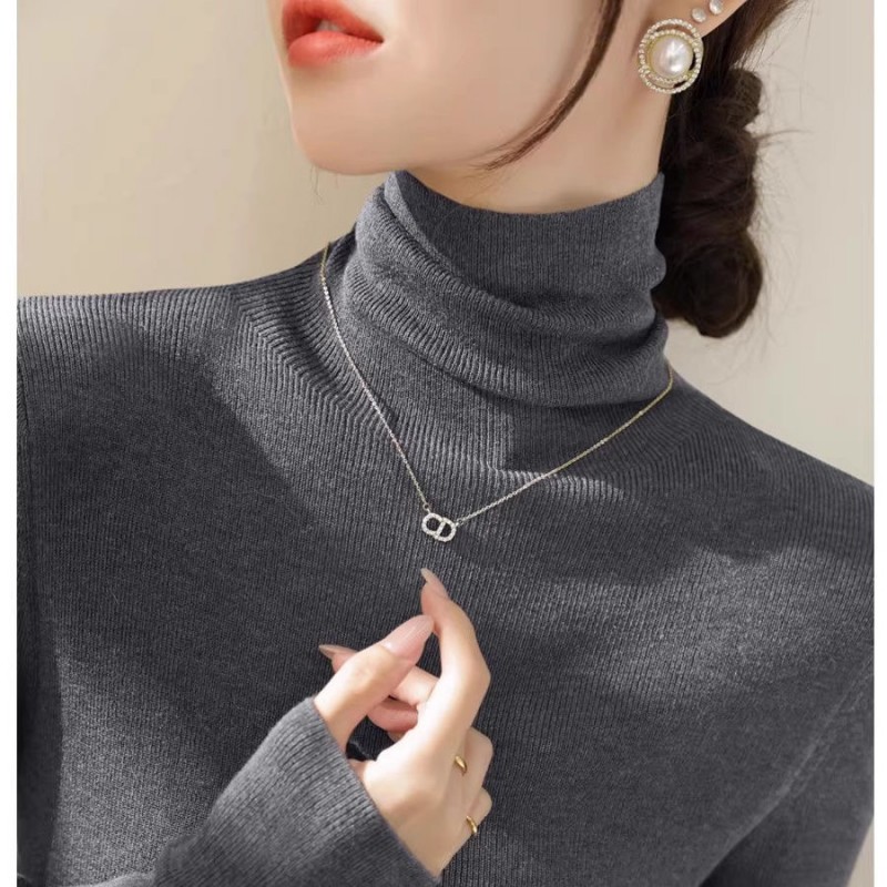 TIMEPURE 1+1 2장 하이넥 기본티 니트 봄가을용 스웨터 캐주얼 패션 니트 슬림핏 터틀넥 여성 라운드넥 티셔츠 신상 좋은 상의 풀오버 긴팔 니트 25,900원