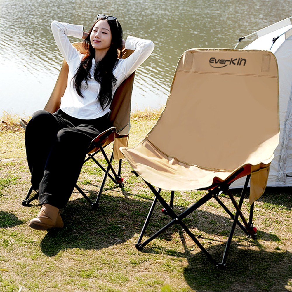 에버킨 3단 각도조절 경량 접이식 캠핑의자, 1개, 베이지+베이지 26,900원