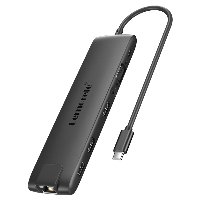 Lemorele 13in1 USB C 허브 도킹스테이션 4K HDMI USB3.1 10Gbps VGA 100W PD 기가비트 이더넷 멀티 어댑터, 1개, TC96 46,800원