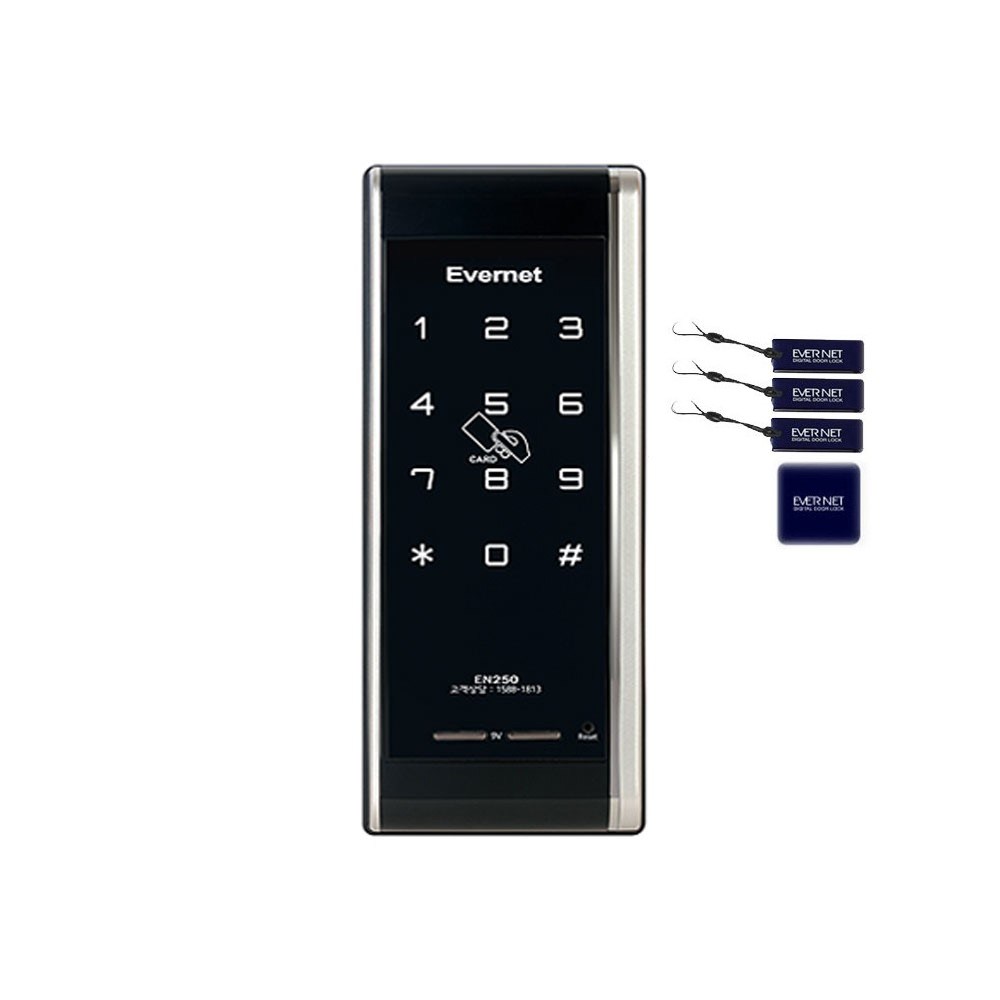 에버넷 디지털 보조키 손잡이 없음 도어락 + 카드키 4p EN250H-SN 96,200원