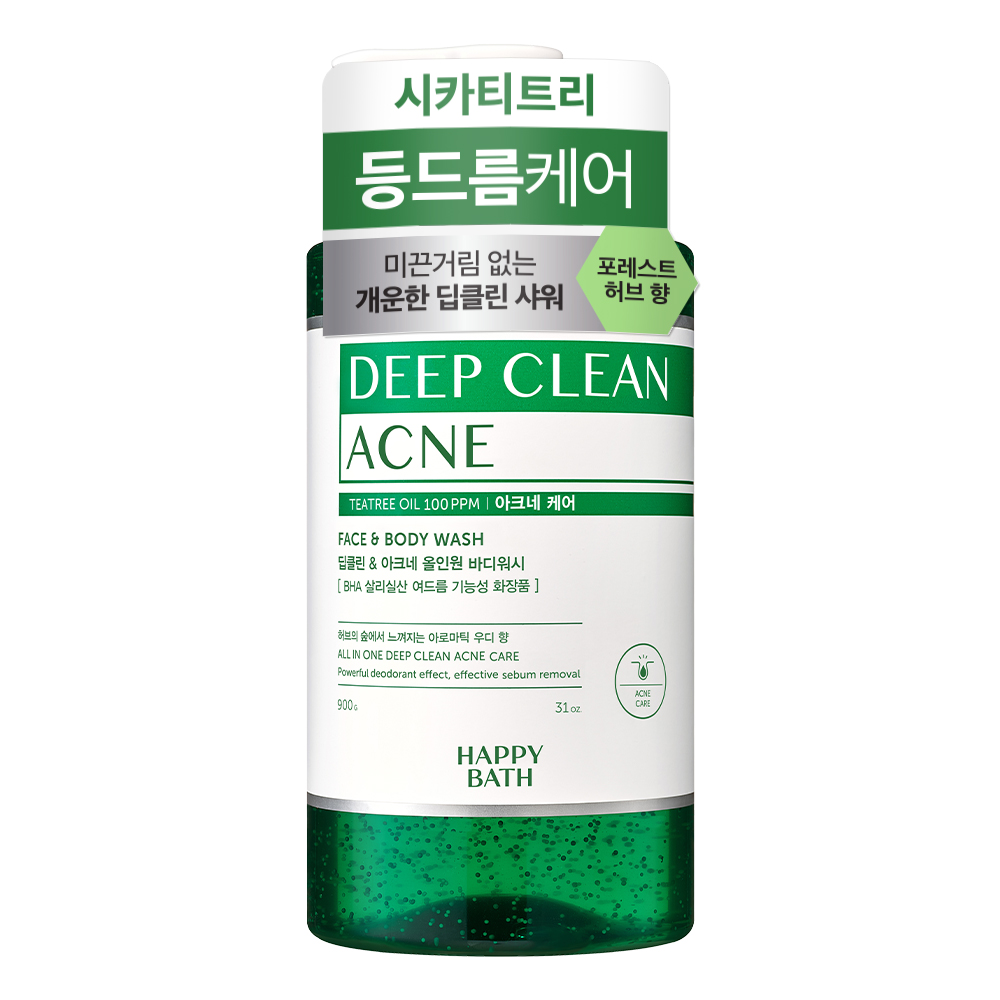 해피바스 딥클린 티트리 아크네 케어 올인원 바디워시 아로마틱 우디 향 9,900원