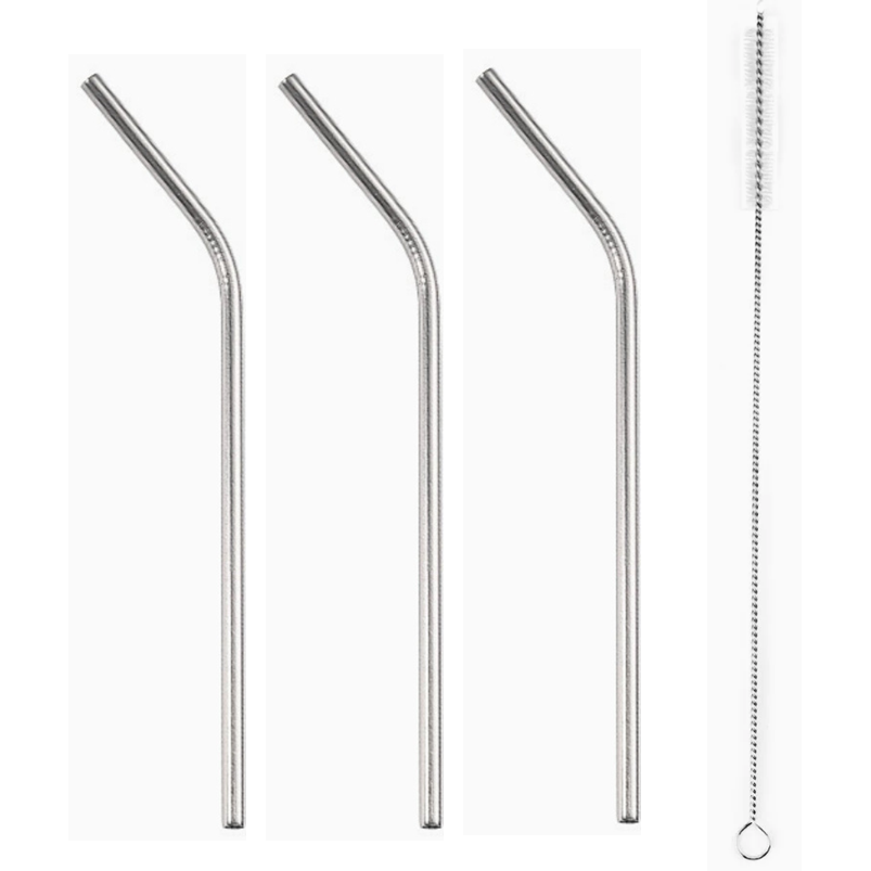 쿠마켓 스텐 롱 커브 스트로우 31cm 3p + 세척솔 1p 9,900원