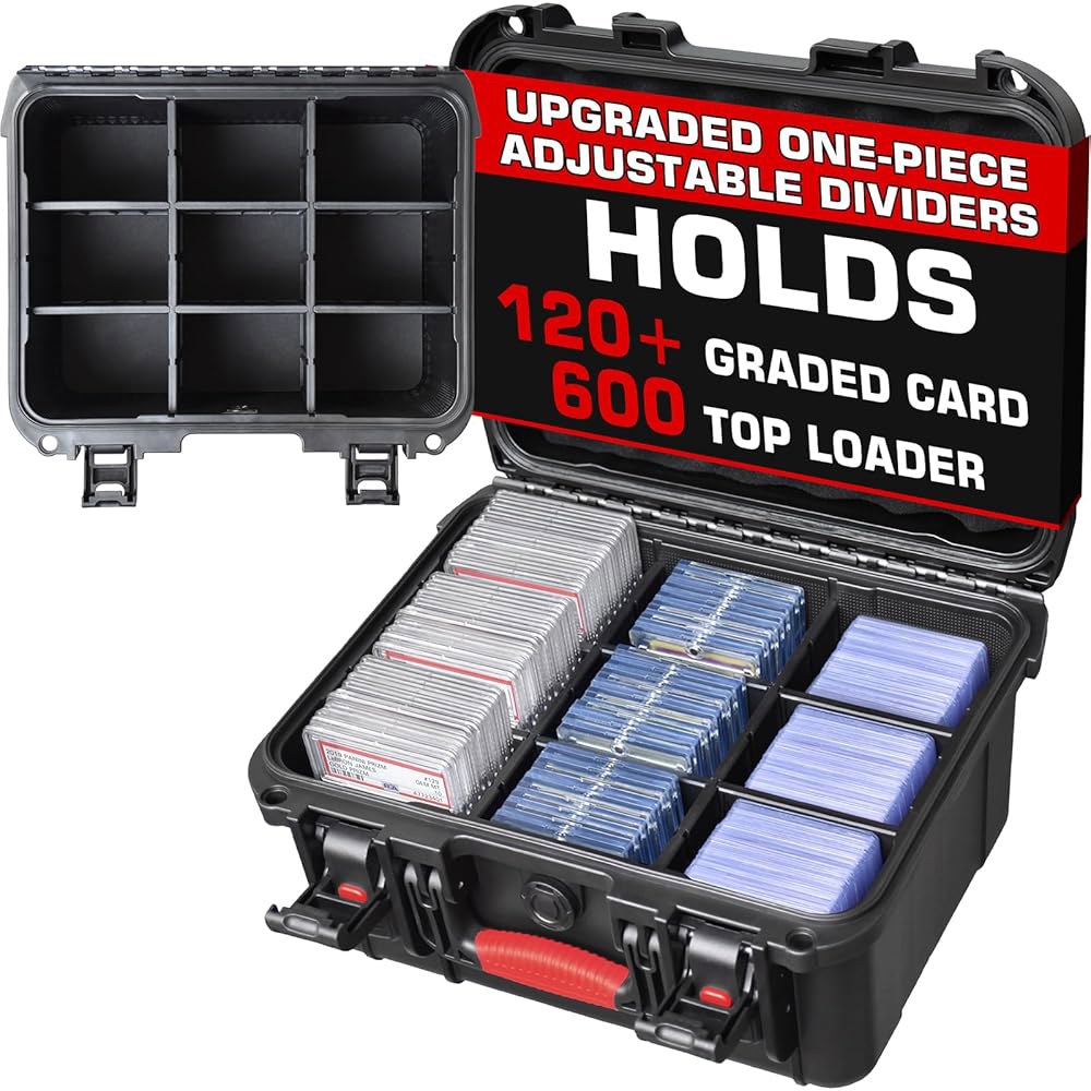 6개의 조절 가능한 칸막이가 있는 등급 및 트레이딩 카드 보관함 u2013 PSA 슬래브 스포츠 케이스, BGS SGC CGC CSG 슬래브, 탑로더 마그네틱 홀더 방수 하드 쉘 165,300원