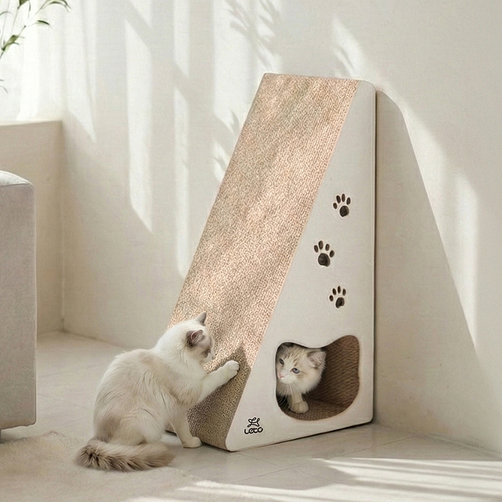 레토 고양이 숨숨집 하우스형 수직 스크래처 80cm, 화이트, 1개 25,800원