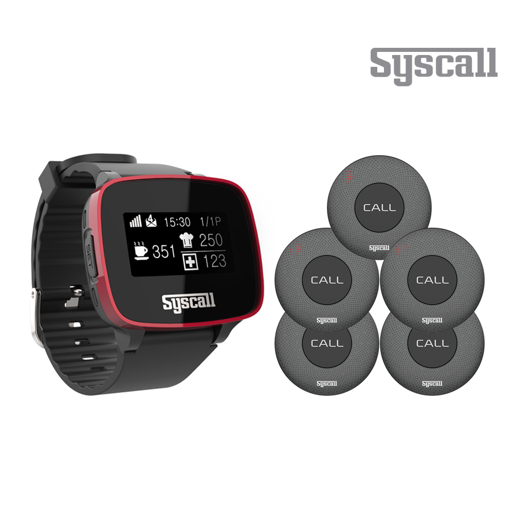 [씨스콜] 손목페이저 식당주문벨 세트/SB-650 레드 + ST300 블랙 5개 / 커피숍 153,800원