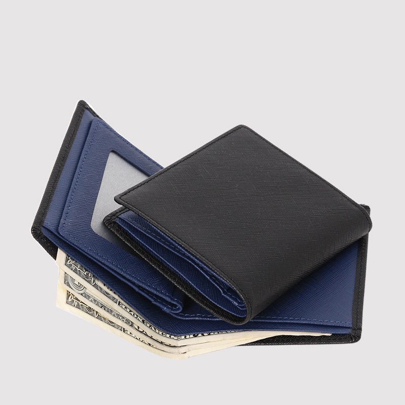 마뜨 사피아노 소가죽 수제 각인 남자 콤비 중지갑 블랙+스틸블루 73,000원
