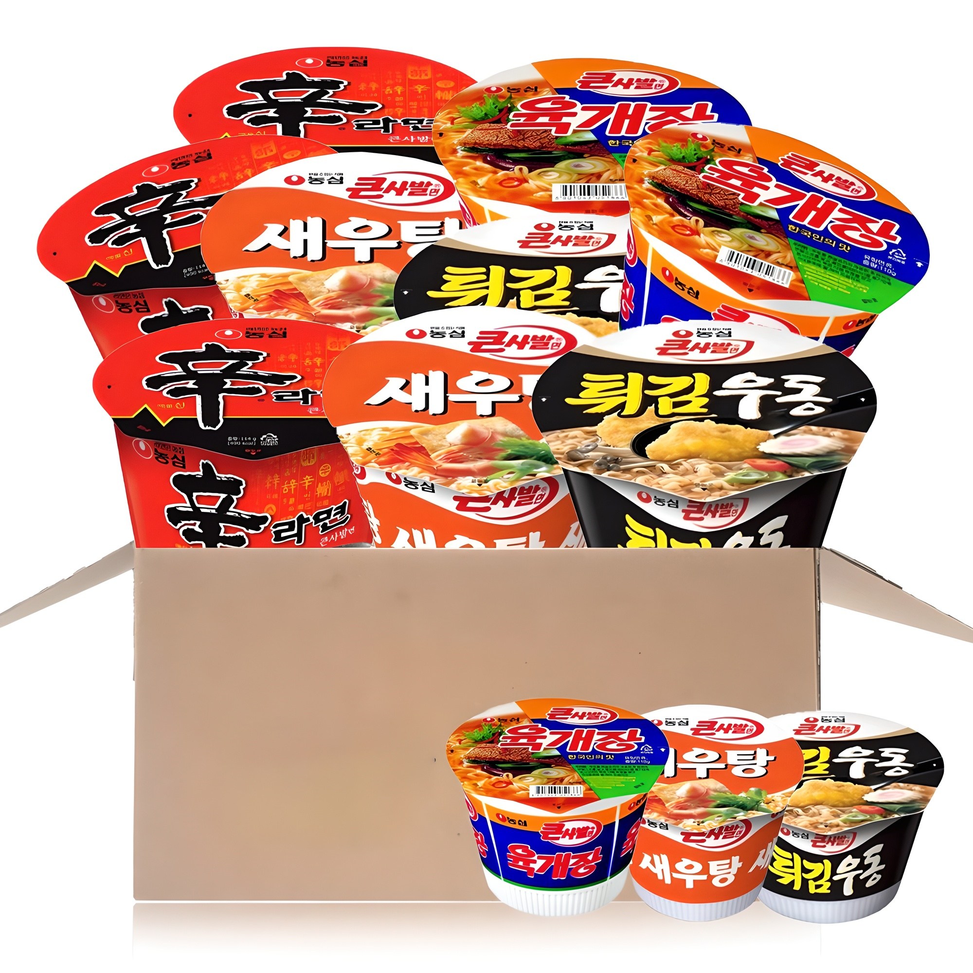 큰컵라면 신라면+새우탕+튀김우동+육개장큰사발x3개씩, 1박스 22,960원