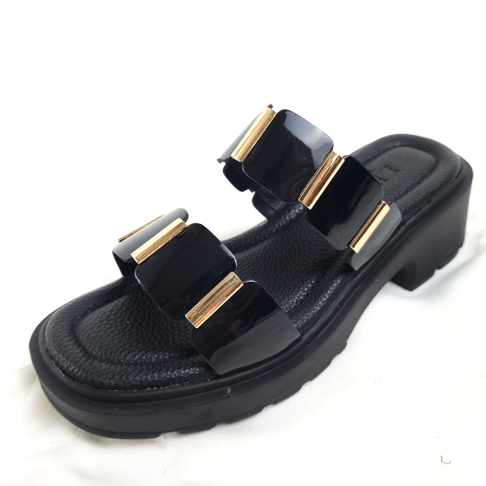 순이의수제화 소가죽 에나멜 키높이 발편한 통굽 푹신한 쿠션 굽높은 여름 여성슬리퍼 5cm 37,730원