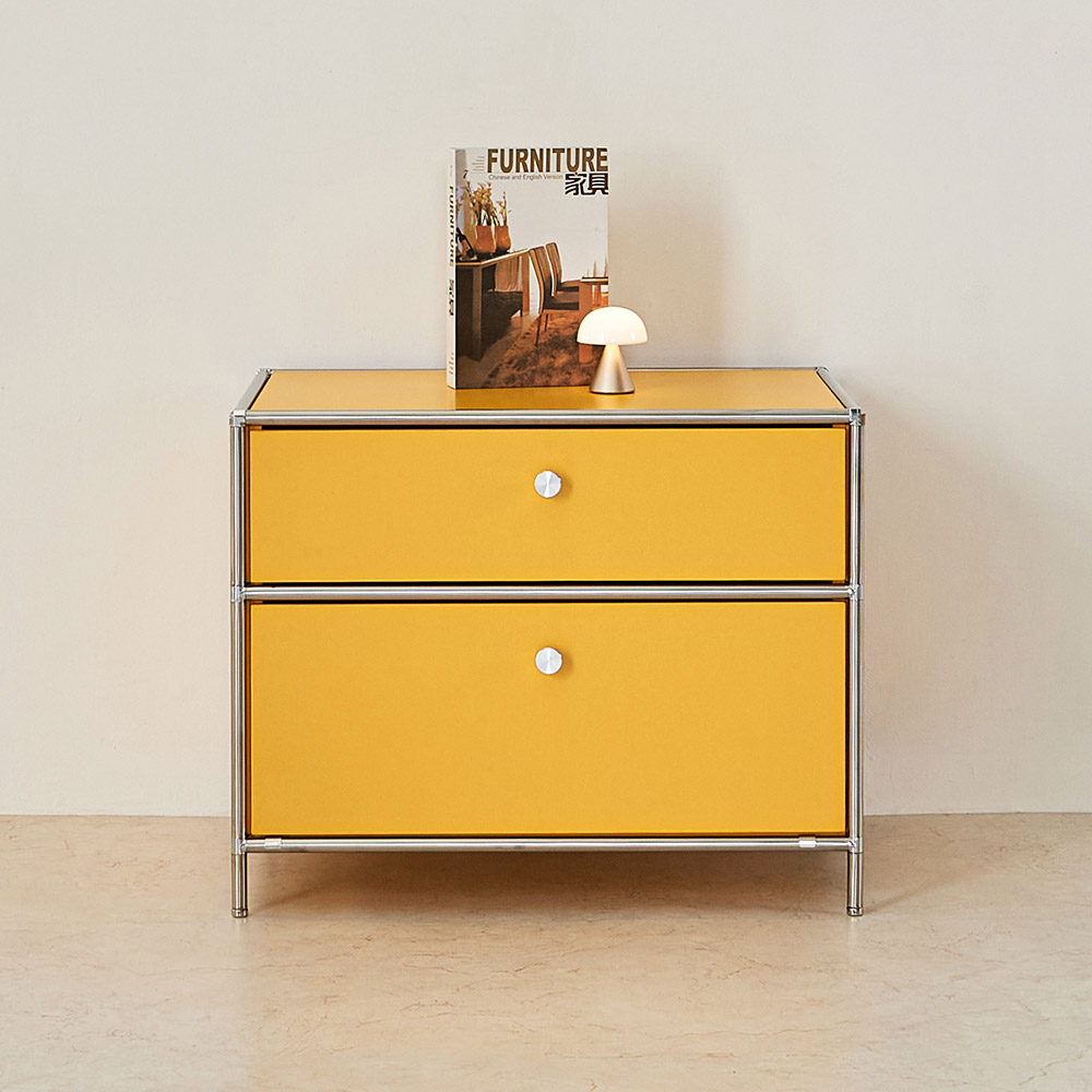 퍼스웰 (완제품)프리즈 600 2단 모듈수납장 장식장 협탁(FO_010), 옐로우 177,000원