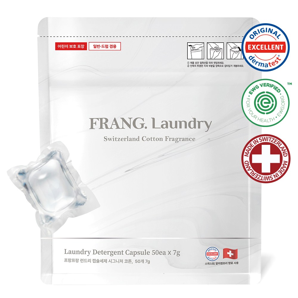 프랑프랑 캡슐 세탁세제 알러지 케어 무색소 올인원 드럼 일반 겸용 EWG 전체 그린등급 시그니처 코튼향, 1개, 50개입 18,300원