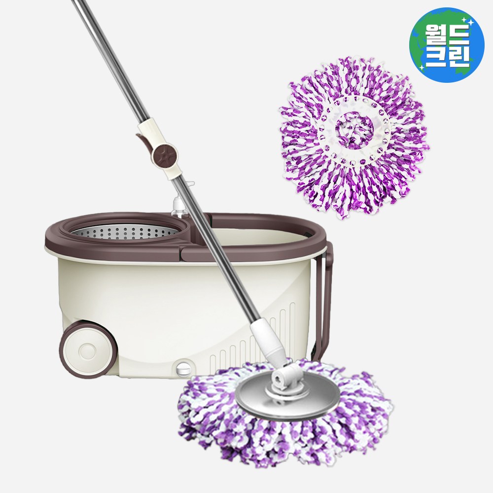 월드크린 통돌이 물 밀대 프리미엄+ 회전 걸레 2장 마포 대 회전 스핀 리필 걸레 봉 25,900원