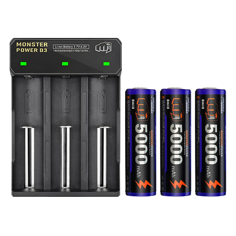 몬스터파워 3구 배터리 충전기 21700 배터리 3개 세트 리튬이온 충전지 대륙의실수, 1개 33,500원