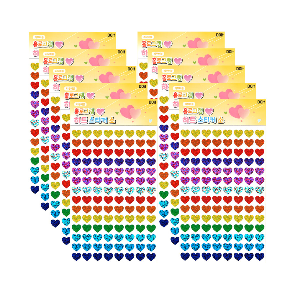 홀로그램 하트스티커 소, 혼합색상, 10세트 12,600원