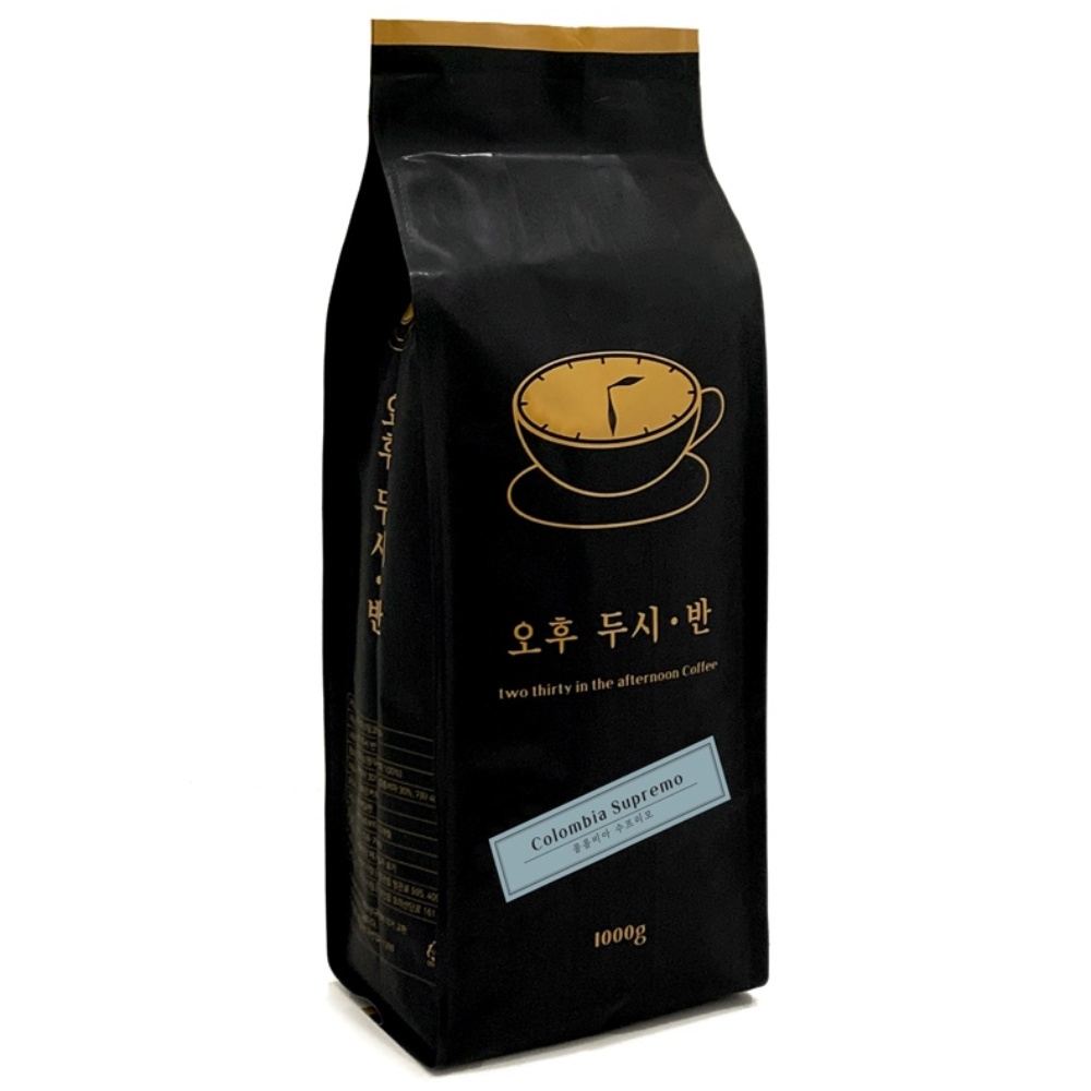오후두시반 원두커피 콜롬비아 수프리모 원두 1kg 홀빈, 1kg, 1개, 홀빈(분쇄안함) 27,900원