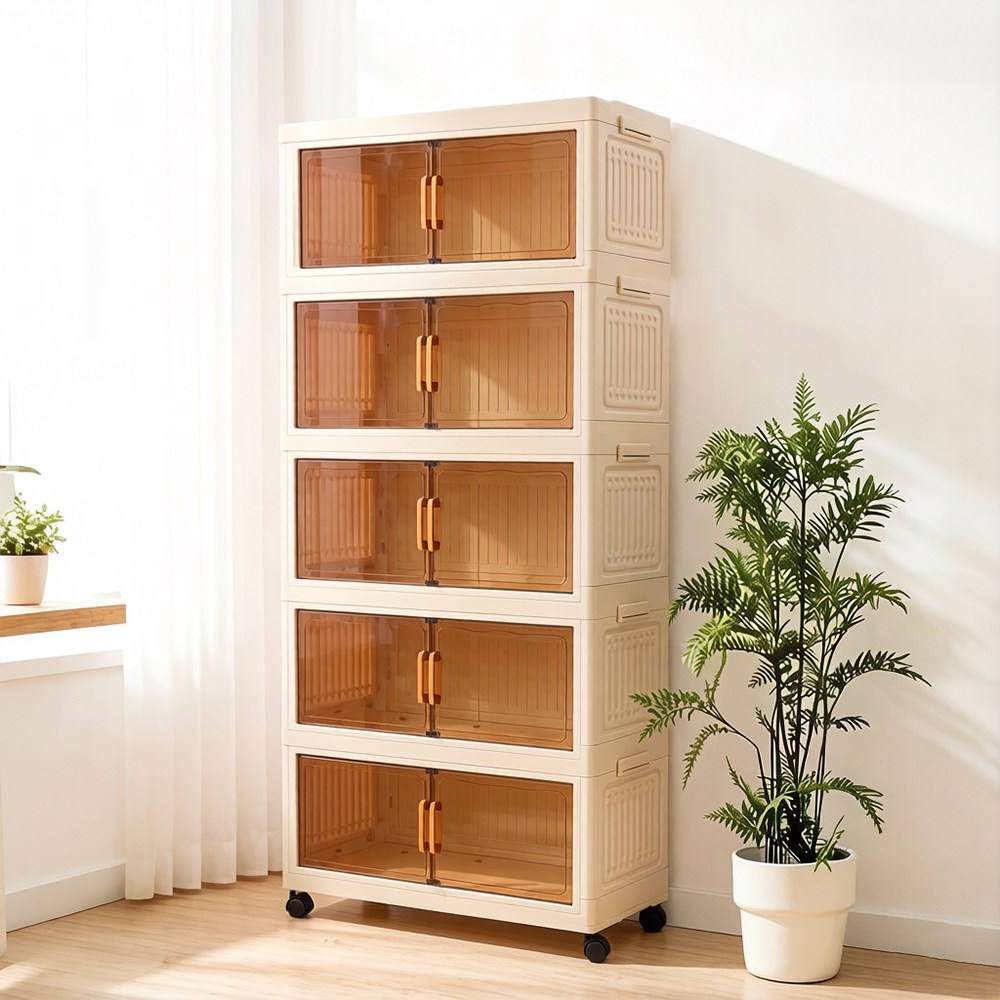 Frokom 대용량 이동식 폴딩 수납장 폭70cm 리빙박스 이불 옷 보관 다용도 적층형 수납 정리함, 투명 69,200원