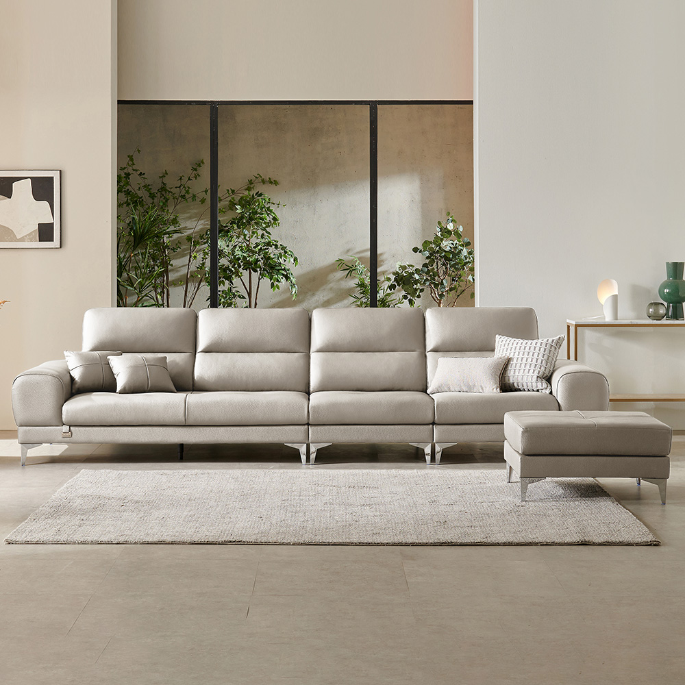 클레이 천연통가죽 6인용 소파 + 스툴 세트 방문설치 2,175,010원