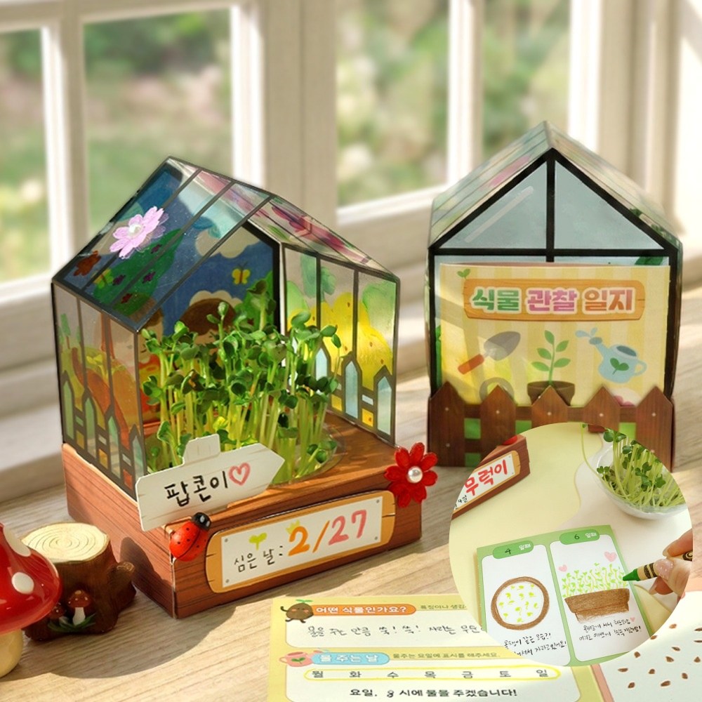새싹 키우기 식물일지 포함 5세트 식물키우기 화분재배키트 식물 관찰키트 봄만들기 식목일 생태전환교육, 1개, 새싹 키우기 5set (+식물일지 포함) 21,900원