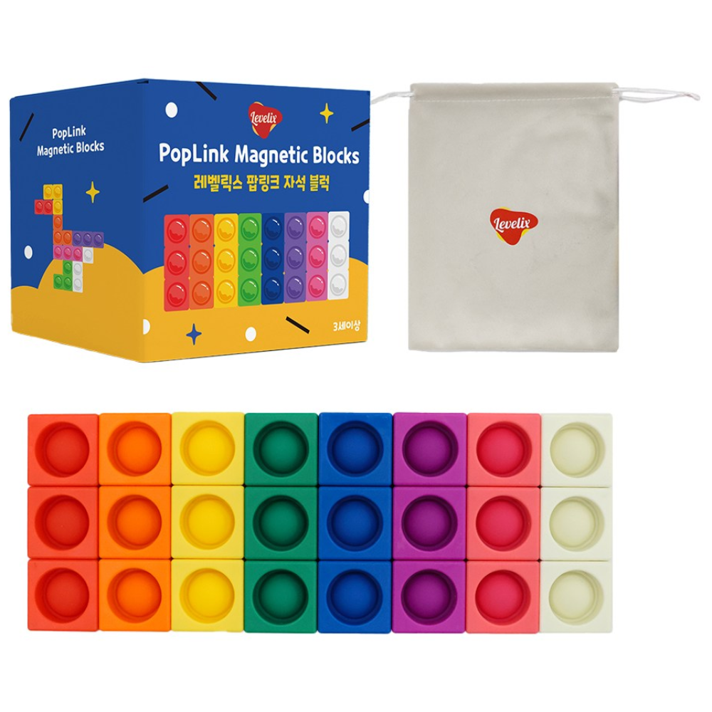 레벨릭스 팝링크 자석블럭 24PCS+파우치 유아 자석놀이 팝잇, 1개, 블랙 34,030원