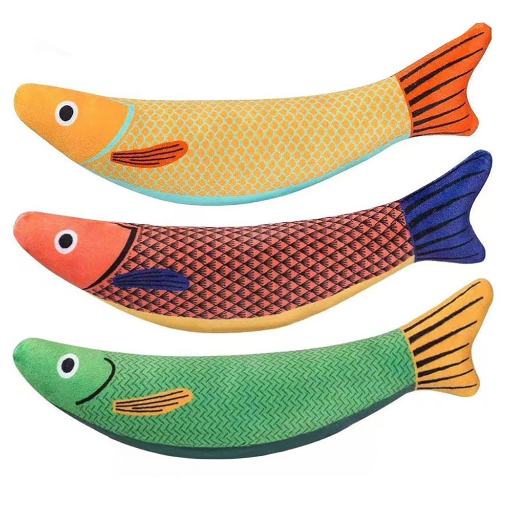 모카네코 고양이장난감 뒷발팡팡 캣닢 물고기인형 3개 세트, 노랑1P,빨강1P,연두1P, 1세트 8,700원