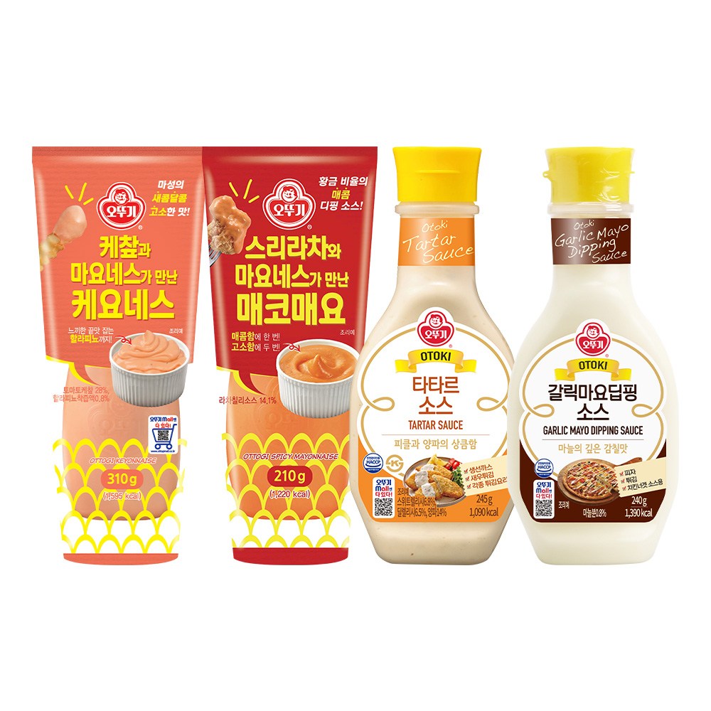 오뚜기 소스 4종세트(케요네스+매코매요+타타르소스+갈릭마요딥핑소스), 1.005kg, 1세트 12,800원