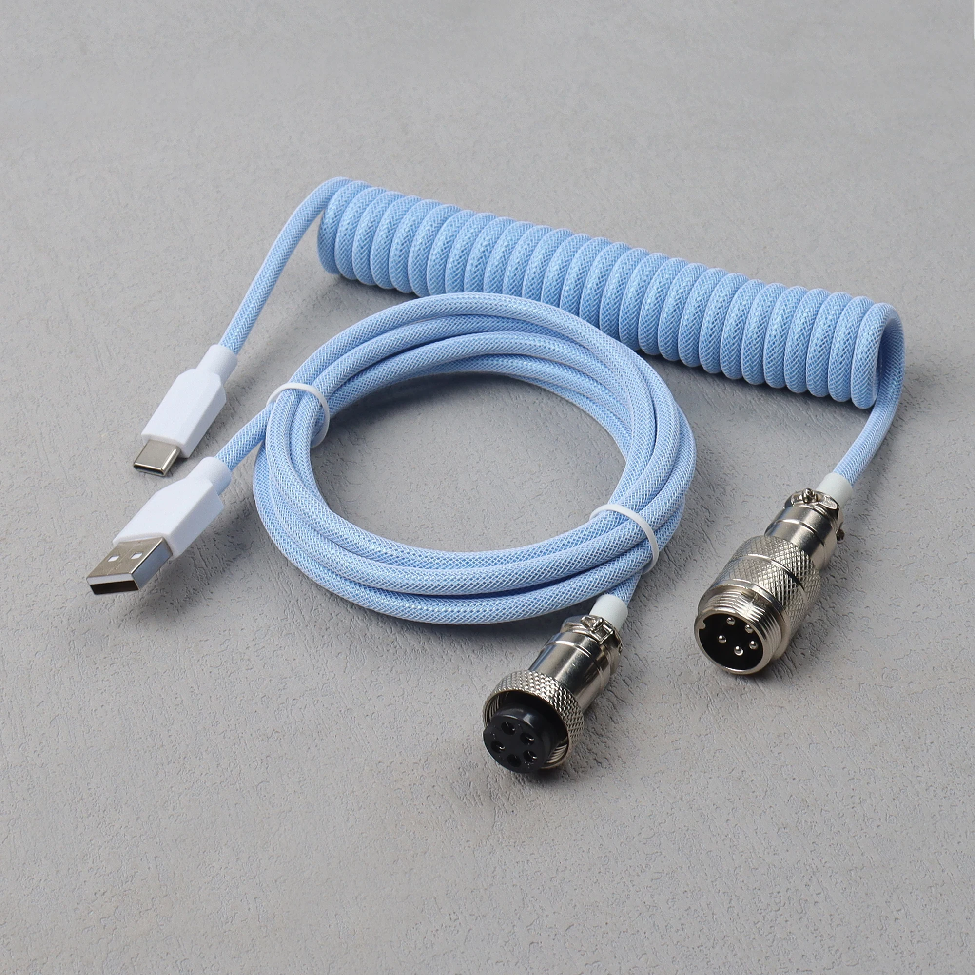 【LANO】기계식 키보드 에비에이터 케이블 GX16 항공 커넥터가 있는 USB to Type C 코일 브레이디드 신제품 21,600원