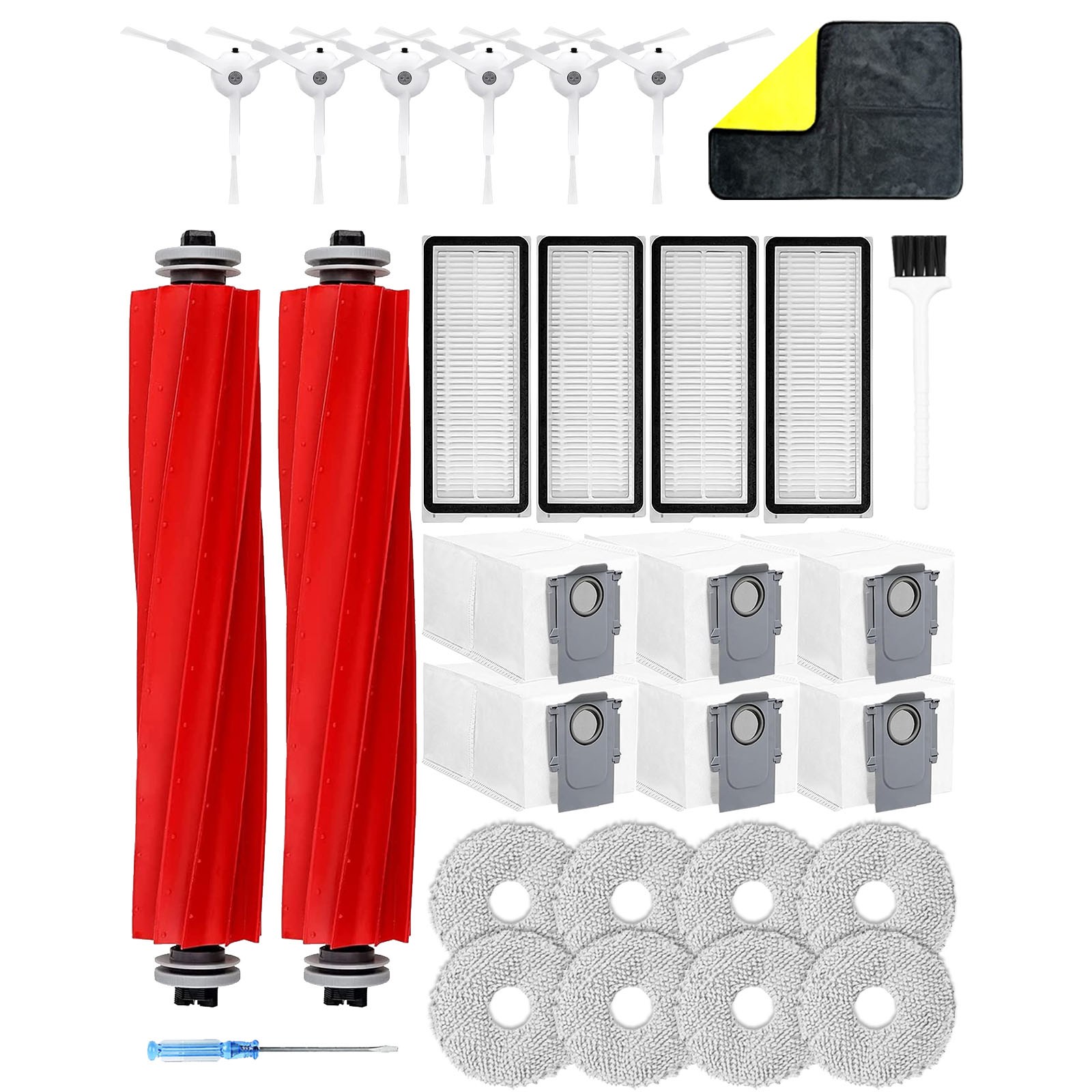 Yivy로보락 Q Revo Pro/Q Revo Max V/Q Revo Plus 로봇 브러쉬 필터 물걸레 먼지 봉투 호환용 소모품 세트, 로보락-29set, 1개 37,500원
