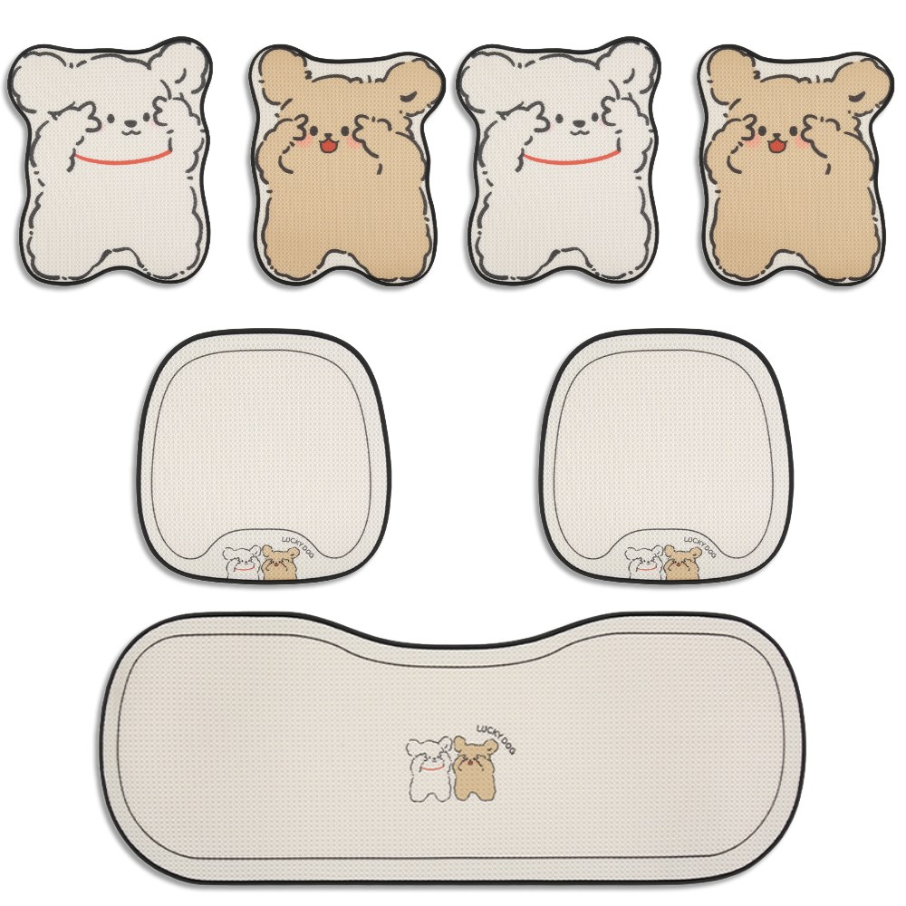 더반디 몽글몽글 강아지 인테리어 자동차 방석, 1세트, 앞좌석+뒷좌석+등받이 80,000원