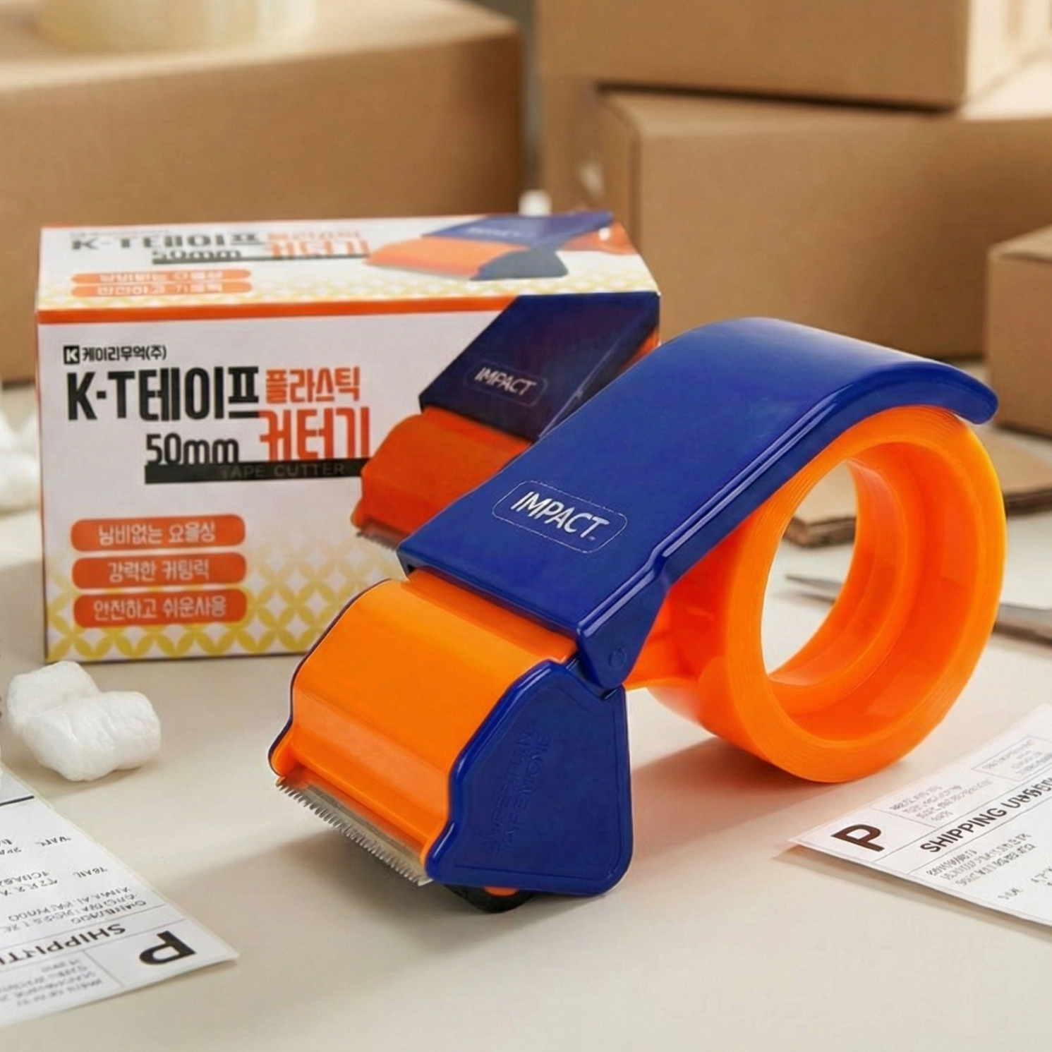 IMFACT 정품 박스테이프 커터기 손쉬운사용 가벼운재질 시그니처, 1개, 노란(파란) 7,900원